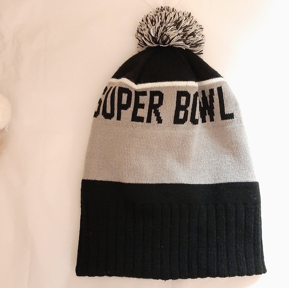 NFL Knit Hat Fleece lined Super Bowl 50 Panthers Patch Gray Black - Picture 8 of 12